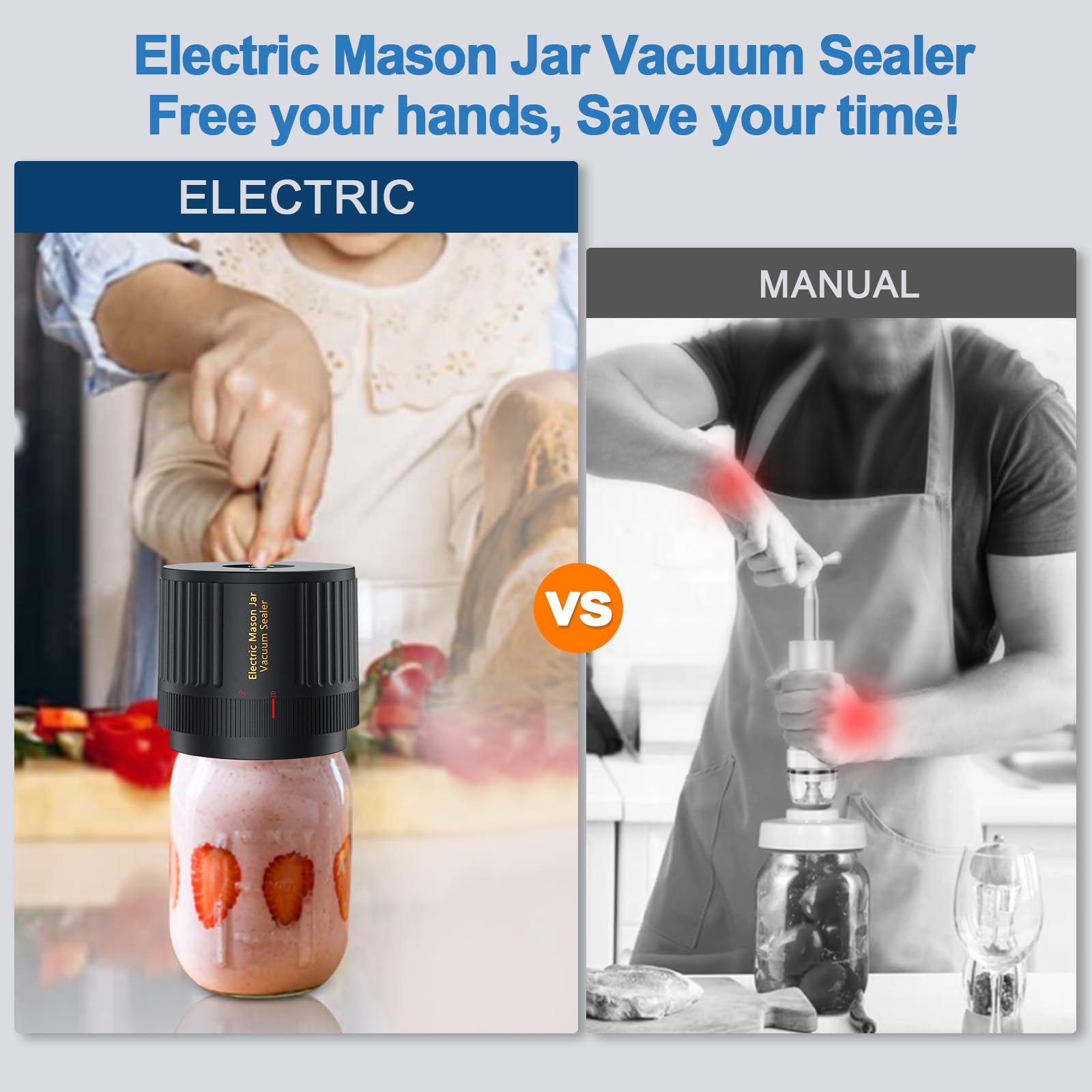 Zestaw do zgrzewania próżniowego słoików Mason LOVE MOMENT Electric Mason Jar do słoików Mason o szerokim i regularnym otworze