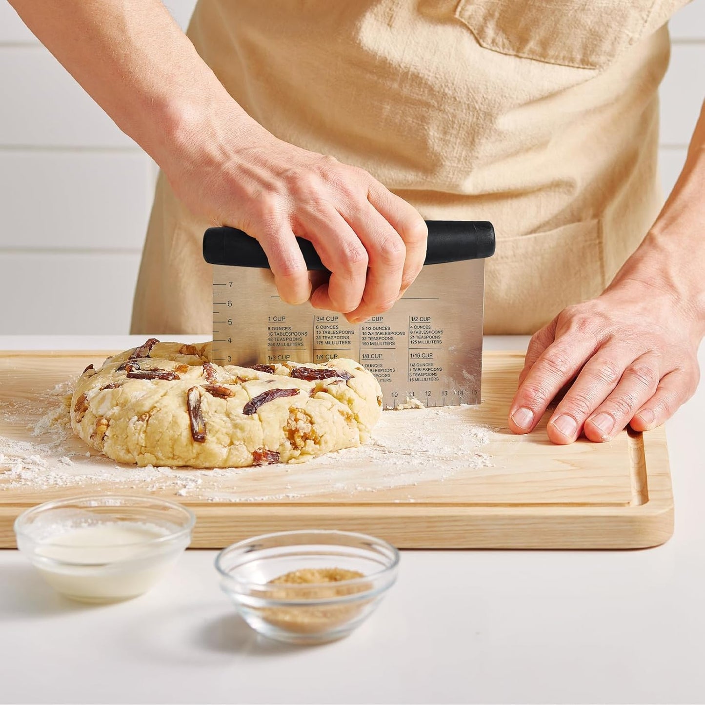 ALLTOP Bench Scraper & Chopper for Kitchen - Ideal Baking Essential Utensil,Stainless Steel Pastry/Dough/Food Cutter Tool for Cake Pizza Bread,Cooking - 1 Pack,Black