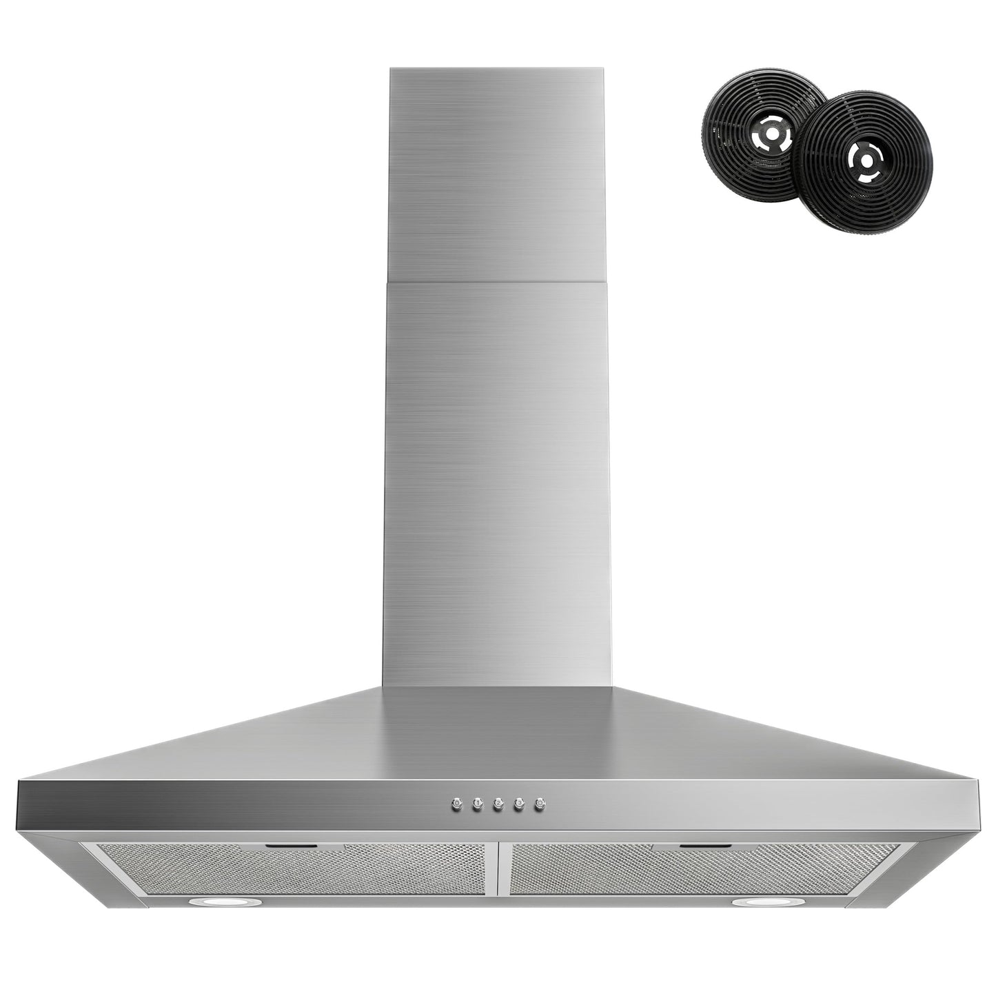 FIREGAS Range Hood 30 Inch, Stainless Steel Wall Mount Kitchen Hood 450 CFM with 3 Speed Exhaust Fan, Ducted/Ductless Convertible, Stove Vent Hood for Kitchen with Aluminium Mesh and Charcoal Filters