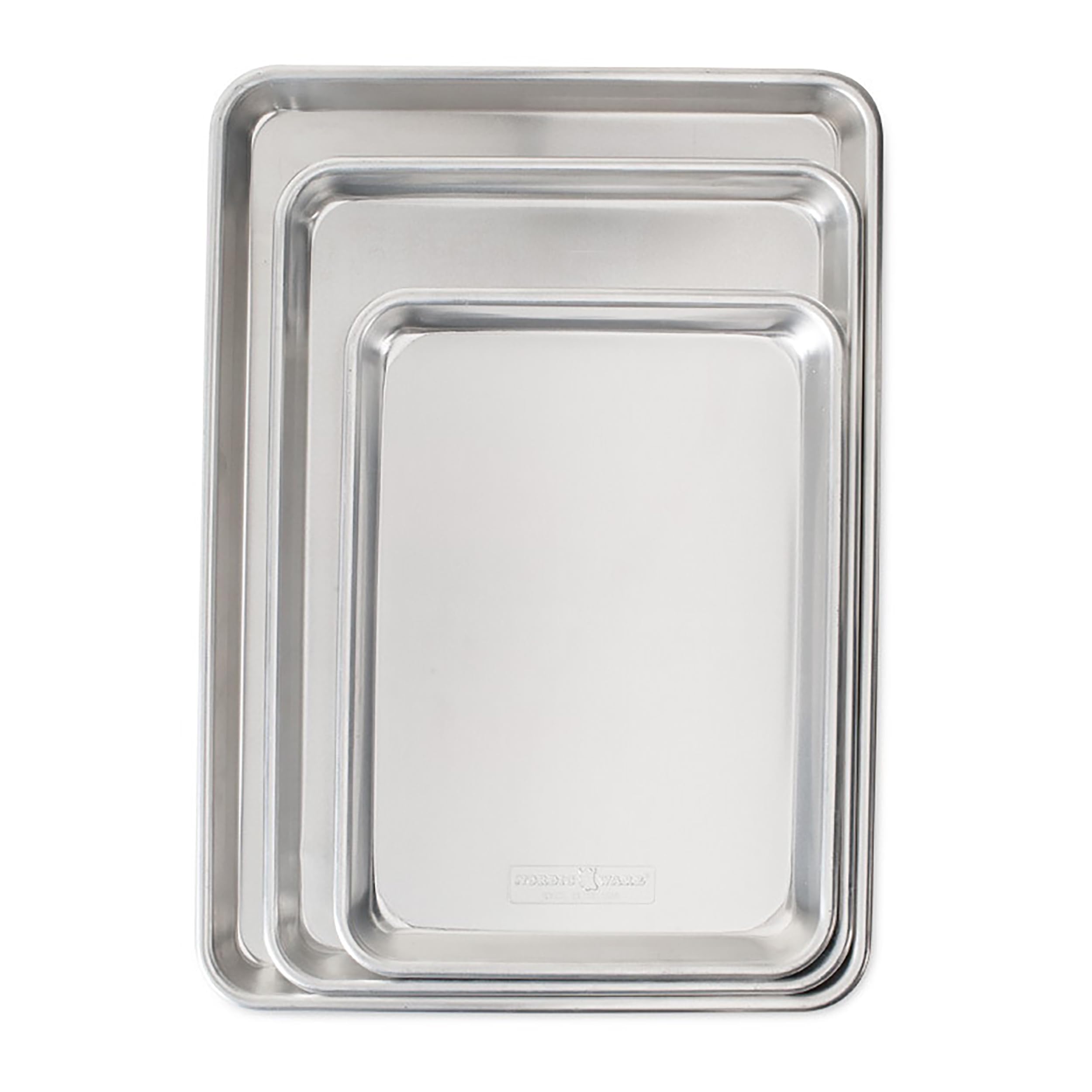 Nordic Ware Naturals Half Sheet Set - USA Made Aluminum Commercial Quality Sheet Pan for Baking or Roasting, Encapsulated Galvanized Steel Rim Prevents Warping, 2pk Half + 1/8 Sheet
