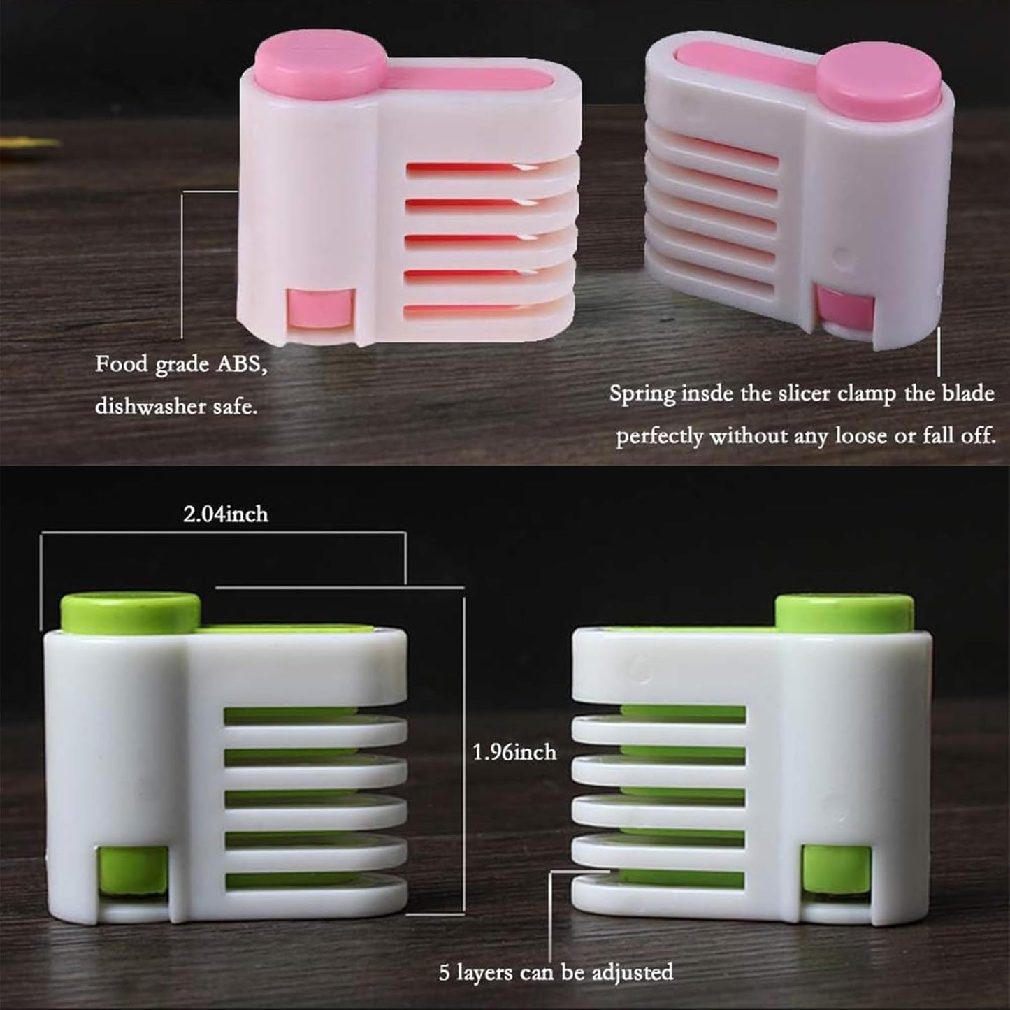 4PCS DIY Cake Slicer, Stratification Auxiliary, Bread Slice, Toast Cut, Adjustable 5 Layers Leveler Slicer, Kitchen Fixator Tool (Pink)