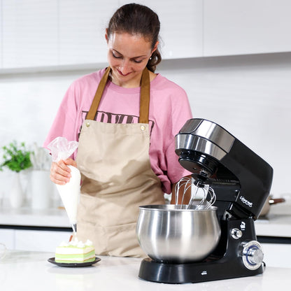 Lifecreek Stand Mixer, 5.3Qt 660W, 6-Speed Tilt-head Food Mixer, Electric Kitchen Portable Lightweight Mixer with Stainless Steel Bowl, Dough Hook, Whisk, Beater(Black)