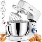 Stand Mixer, Zuccie 4.8QT Kitchen Electric Stand Mixer, 380W Motor Power Food Mixer, 8+P-Speed Dough Mixer with Dough Hook, Wire Whip & Beater, White