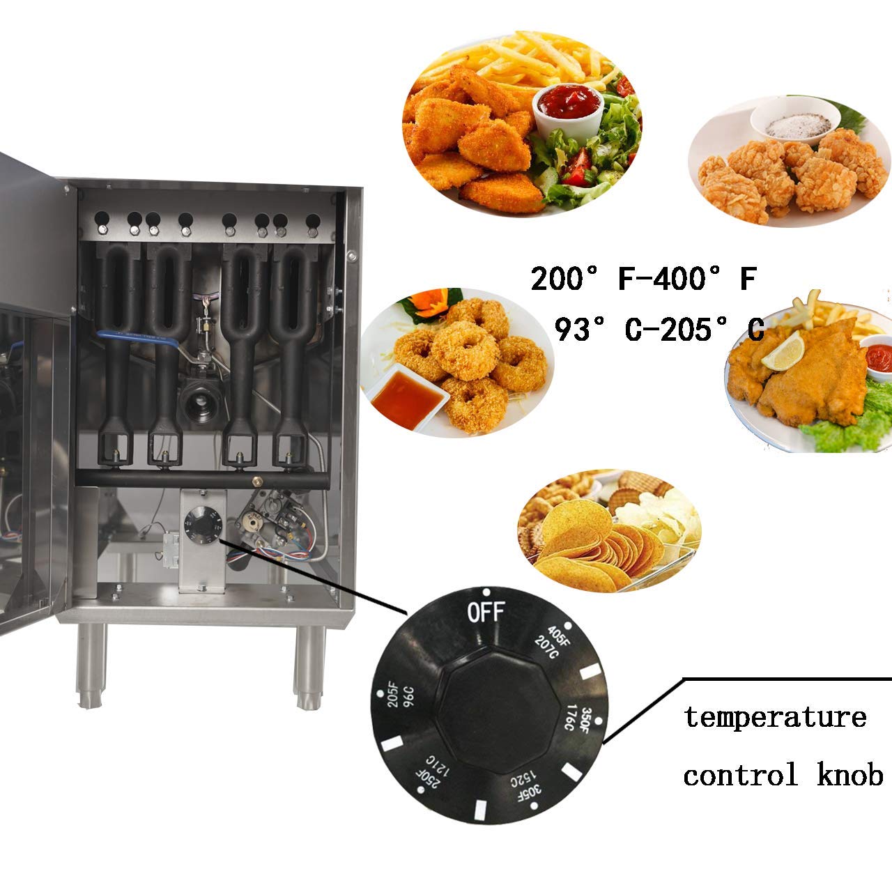 CookRite ATFS-40 Commercial Deep Fryer with Baskets 3 Tube Stainless Steel Natural Gas Floor Fryers-102000 BTU