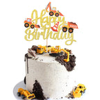 36 PCS Construction Cupcake Toppers Stop Sign Dump Truck Excavator Tractor Party Cake Food Picks Decorations for Construction Theme Baby Shower Kids Birthday Party Supplies
