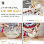 Superbaking Banneton Bread Proofing Basket, Sourdough Bread Baking Supplies, Round 9 Inch Sourdough Starter Kit, Proofing Basket for Baking, Bread Making Supplies Tools, Banneton Basket Gift Set