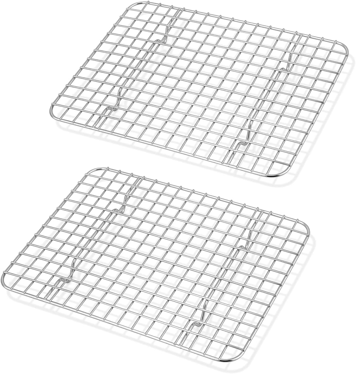 TeamFar Mini Cooling Rack Set of 2, Stainless Steel 8.75’’ x 6.25’’ Toaster Oven Grid Rack for Baking Roasting Broiling Grilling, Bakeable Rack for Cookies, Non-Toxic & Heavy Duty, Dishwasher Safe
