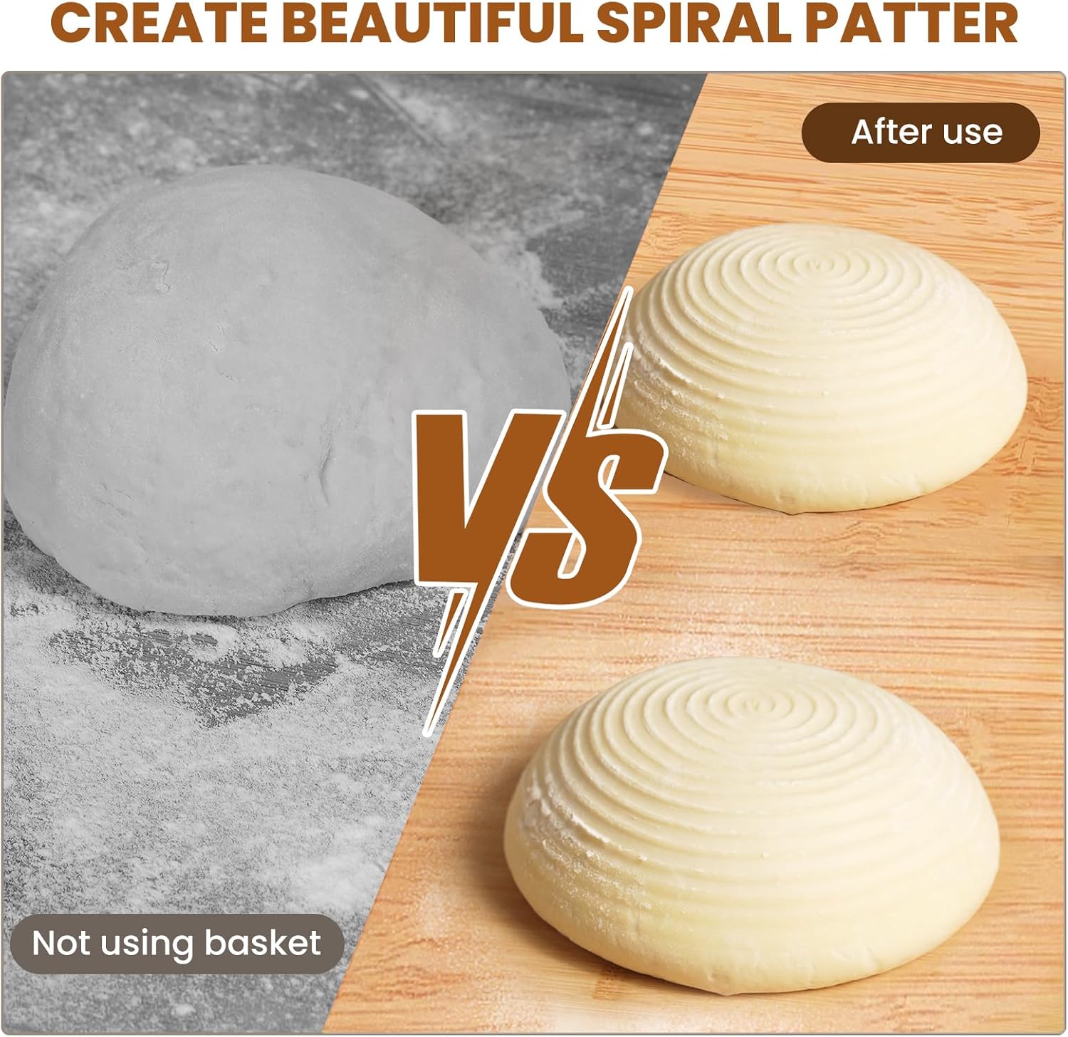 5 Inch Banneton Bread Proofing Basket Set of 6, Kikcoin Mini Sourdough Bread Baking Supplies, Small Banneton Basket Proofing Baskets for Sourdough Bread Baking