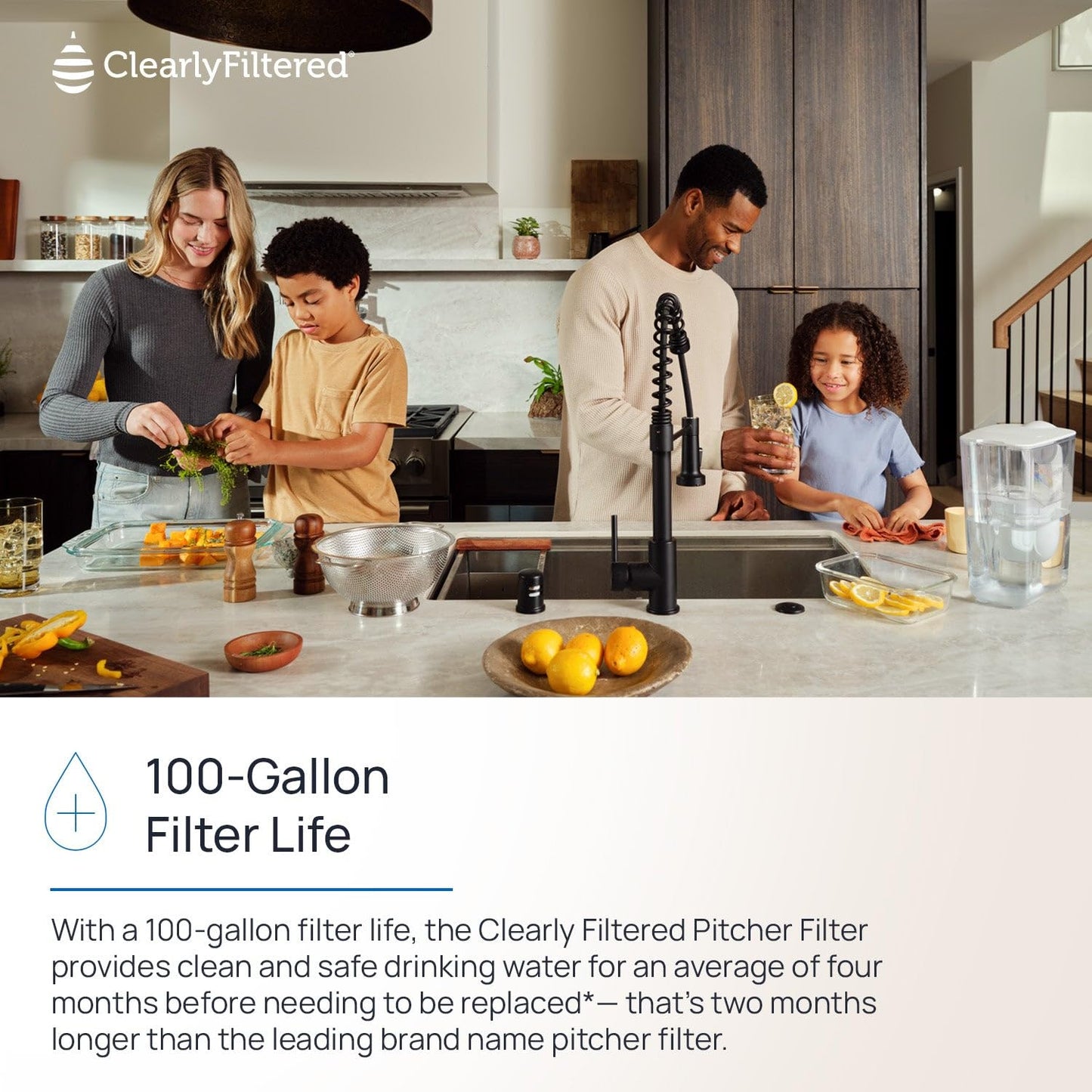 Clearly Filtered No.1 Filtered Water Pitcher/Updated Model/Targets 365+ Contaminants e.g. Fluoride Chlorine PFAS Microplastics Lead Arsenic BPA/BPS Free (Pitcher Includes 1 Filter)