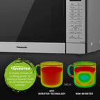Panasonic NN-SN68KS Kompaktowy Kuchenka Mikrofalowa o Mocy 1200 W, Gotowanie z Czujnikiem, Przycisk Popcornu, Szybkie 30 Sekund i Turbo Rozmrażanie, 1.2 cu.ft, Stal Nierdzewna