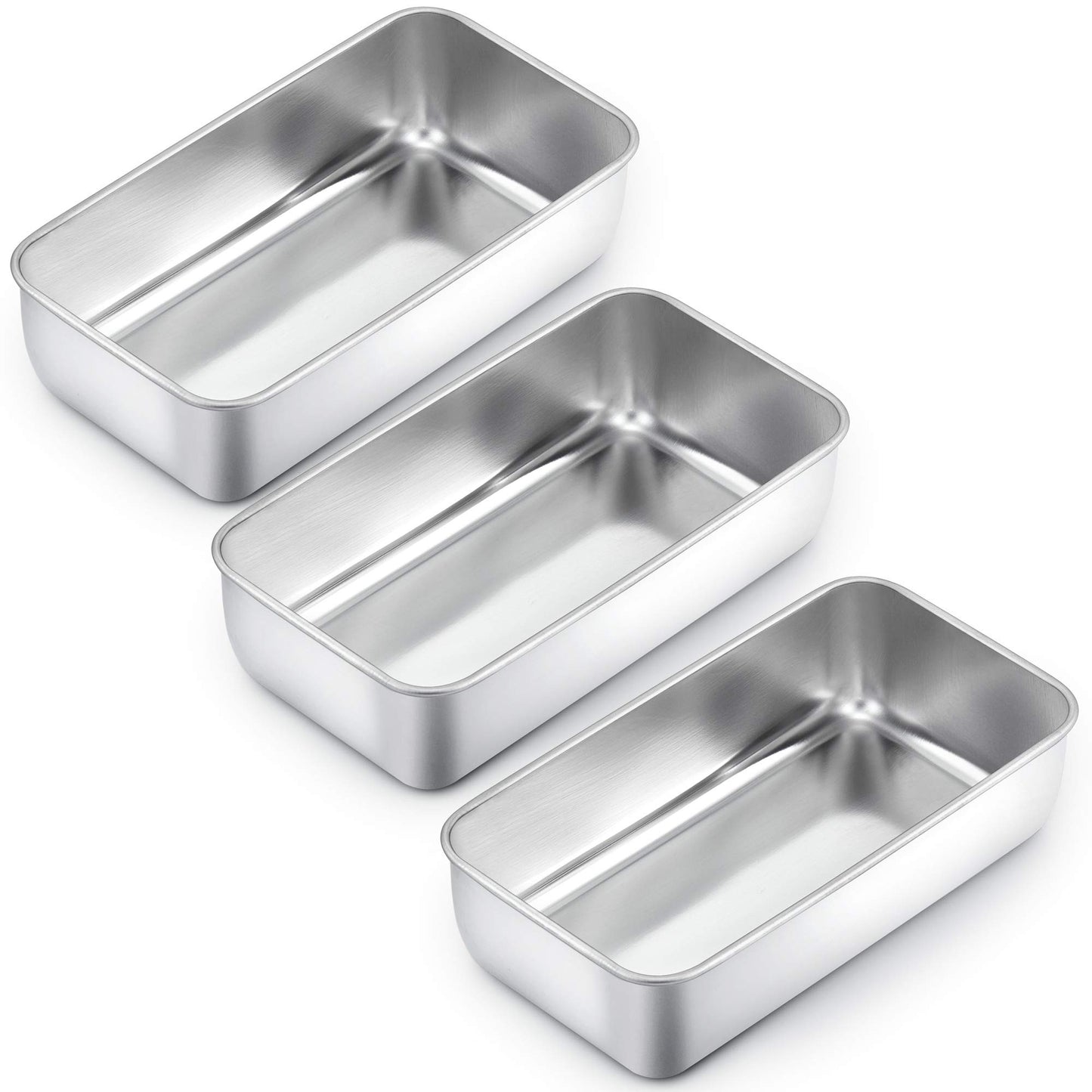 TeamFar Loaf Pans for Baking Bread, 9 × 5 Inch Stainless Steel Loaf Bread Pans Tins for Homemade Brownies, Healthy & Sturdy, Oven & Dishwasher Safe - Set of 2