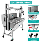 Stainless Steel Rotisserie Grill with Windscreen, Electric 25W Motor Outdoor Cooking Spit Roaster, 132 LBS BBQ Spit Roaster, BBQ Whole Pig Lamb Goat Charcoal Spit Grill Rotisserie Roaster System