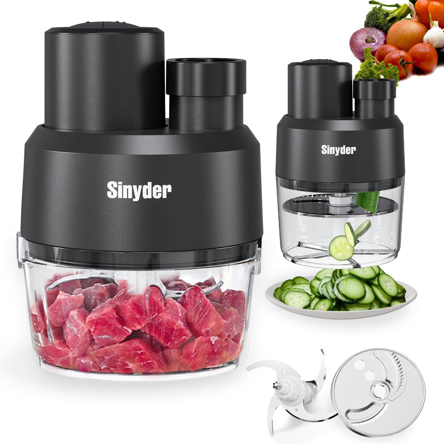 Mini Food Processors 4 Cup,Electric Food Chopper,Small Meat Grinder with 2 Bowls,2 Speed & 2 Different Function Blades for Vegetable, Meat, Nuts,Functions for Mincing, Dicing, Shredding,Slicing