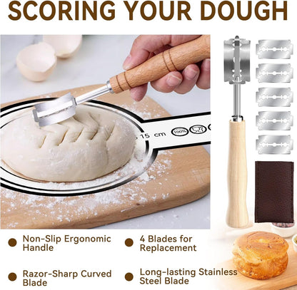 Sourdough Starter Kit - Banneton Proofing Basket 9 Inch Round & 10 Oval, 26 PCS Baking Supplies With Starter Jar, Bread Sling, Lame, Danish Dough Whisk, Bags