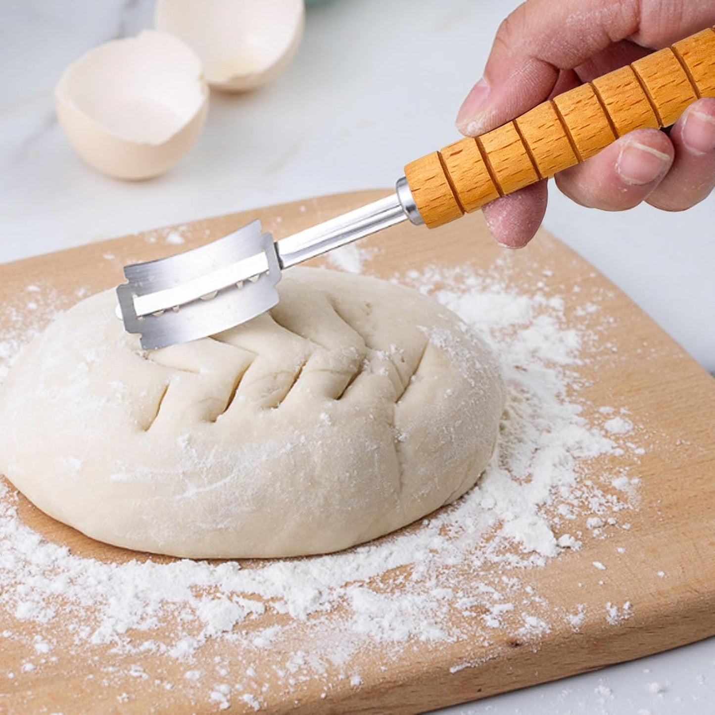 Hand Crafted Bread Lame, Bread Scoring Tool/Bread Knives, Lame Bread Tool Sets for Sourdough Scoring Tool, Sourdough Bread Baking Supplies with 10 Blades Replacement, burlywood