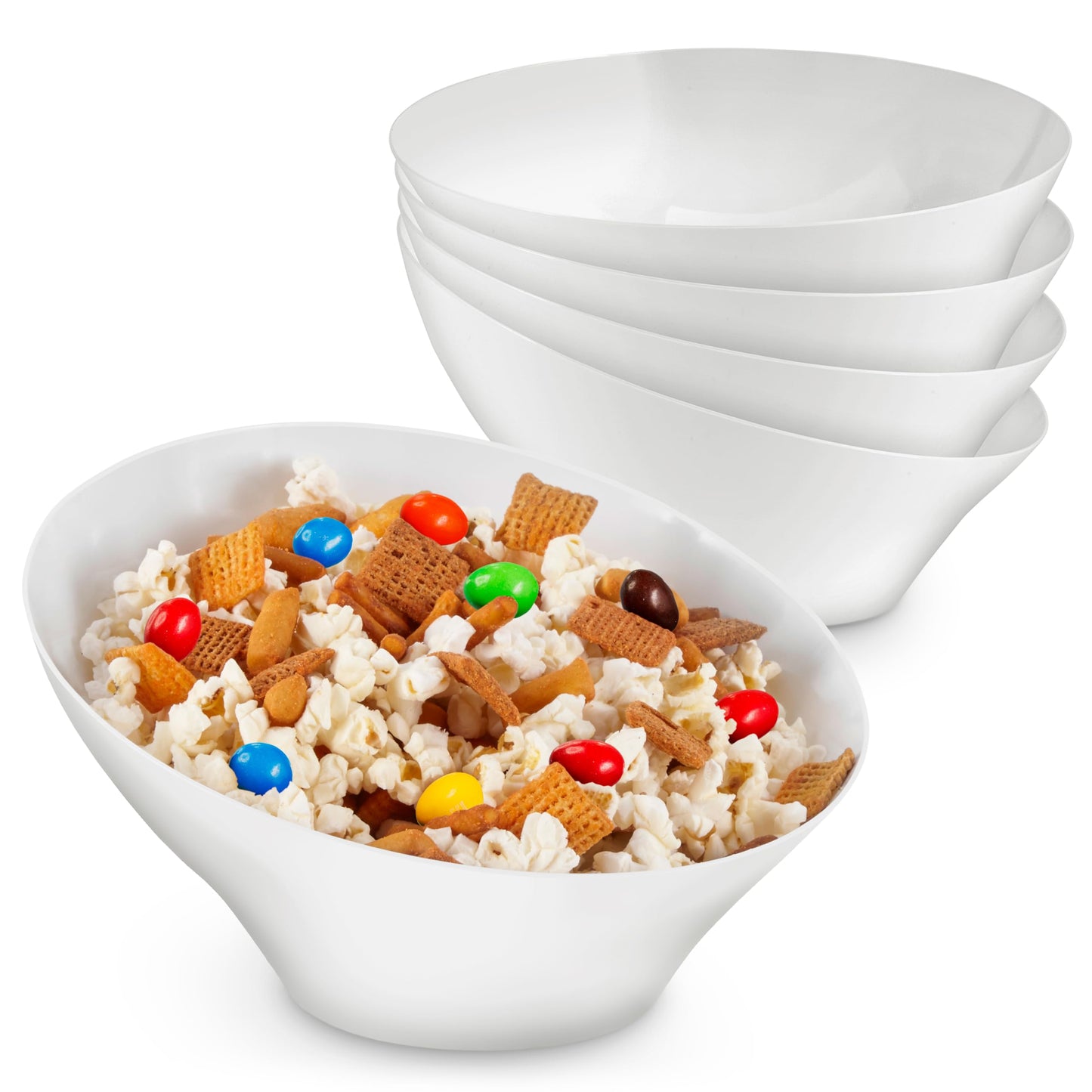 20oz Clear Plastic Serving Bowls (4 Pack) Medium Disposable Candy Dishes, Buffet Containers, Chips, Popcorn, Snacks, Mints, Salad Bar, Snack Bowl, Parties, Office Desk, Bridal Shower, Party Supplies