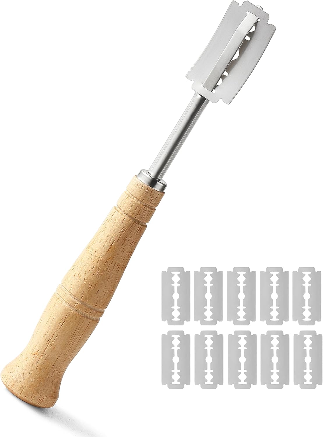 Lccowot Bread Lame, Stainless Steel Bread Lame Dough Scoring Tool, Premium Sourdough Scoring Tool, Bread Scorer with 10 Razor Blades