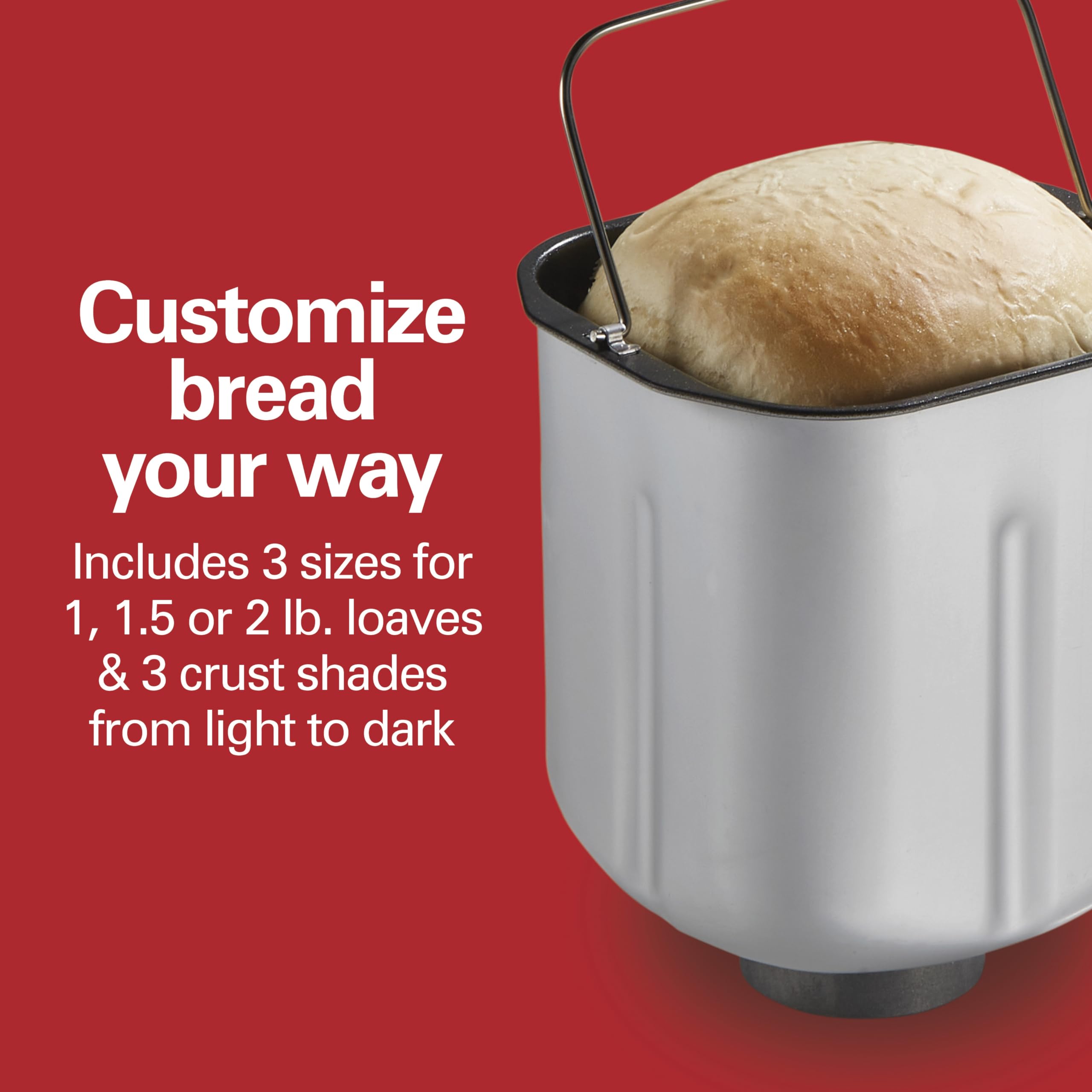 Hamilton Beach Digital Electric Bread Maker Machine Artisan and Gluten-Free, 2 lbs Capacity, 14 Settings, White and Stainless Steel (29987)
