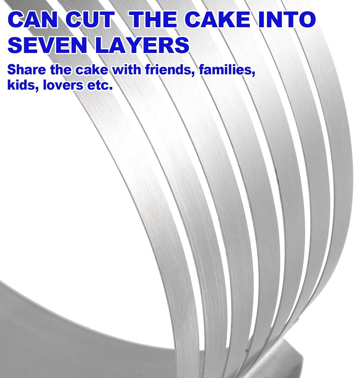 2 Pack Cake Slicer, Stainless Steel Cake Cutter Leveler 7-Layer 6-8 inch / 9-12 inch Adjustable Cake Ring Molds for Baking, Cutting and Slicing Cakes - Silver