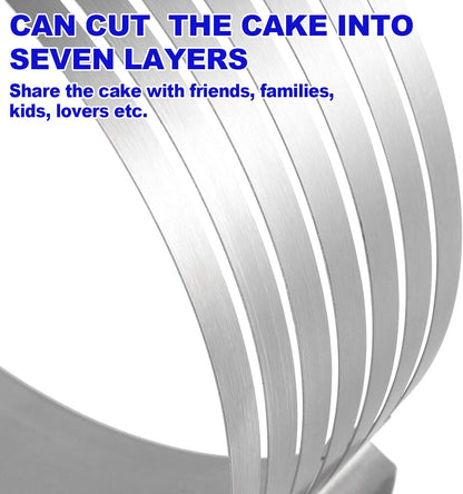 2 Pack Cake Slicer, Stainless Steel Cake Cutter Leveler 7-Layer 6-8 inch / 9-12 inch Adjustable Cake Ring Molds for Baking, Cutting and Slicing Cakes - Silver