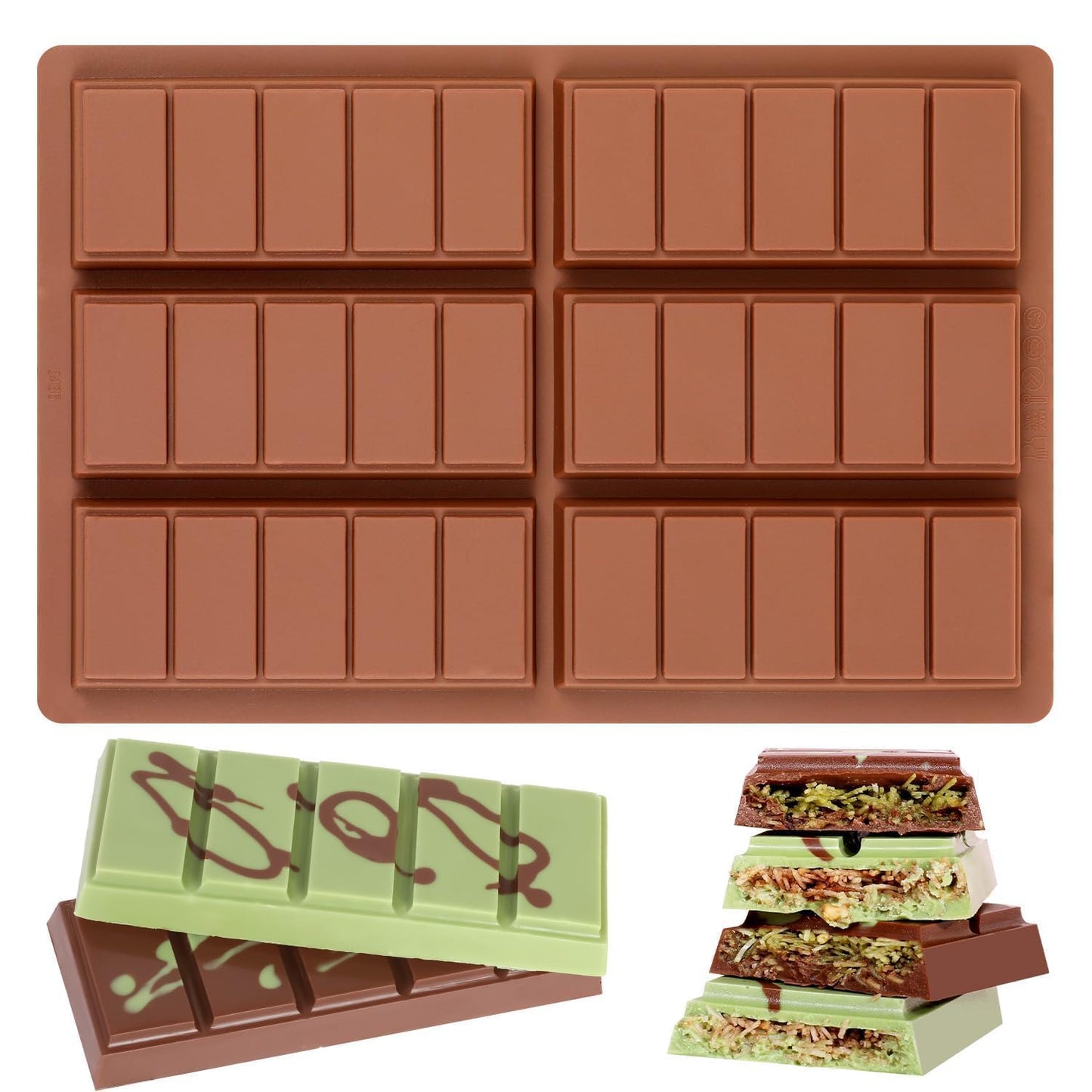 Chocolate Bar Mold - Non-Stick Chocolate Molds, Food Grade Silicone Deep Mold for Dubai Pistachio, Candy, Snacks