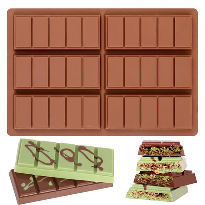 Chocolate Bar Mold - Non-Stick Chocolate Molds, Food Grade Silicone Deep Mold for Dubai Pistachio, Candy, Snacks