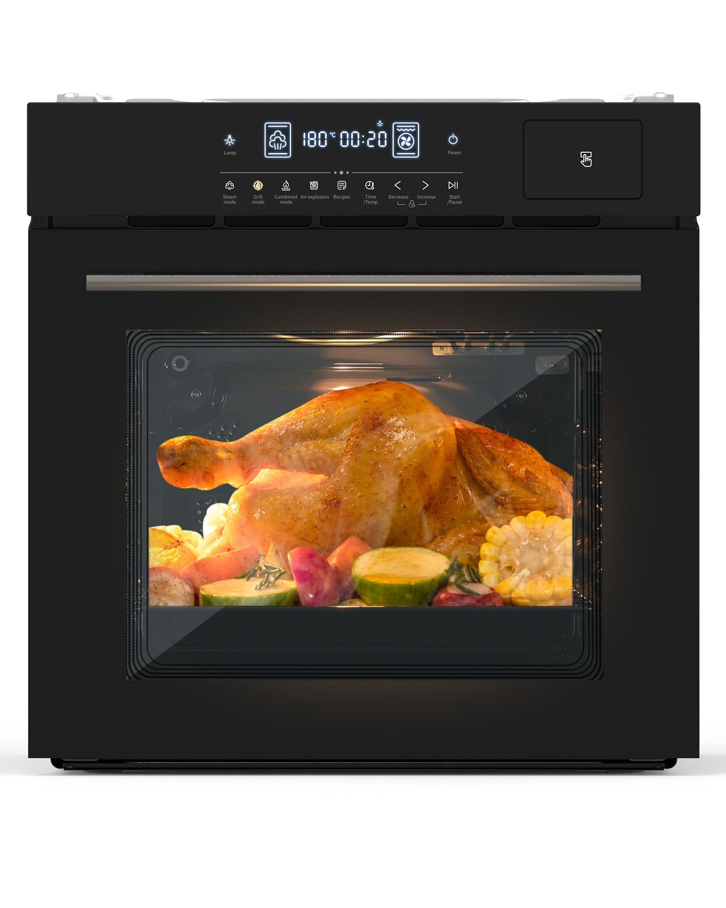 24" Single Wall Oven, 2.5 Cu.ft Built-in Timer-Convection Electric Wall Oven with 8 Baking Modes, 3000W, 240V, Stainless Steel, 3D Surround Heating, Timer, Touch Control, Safety Lock, Black