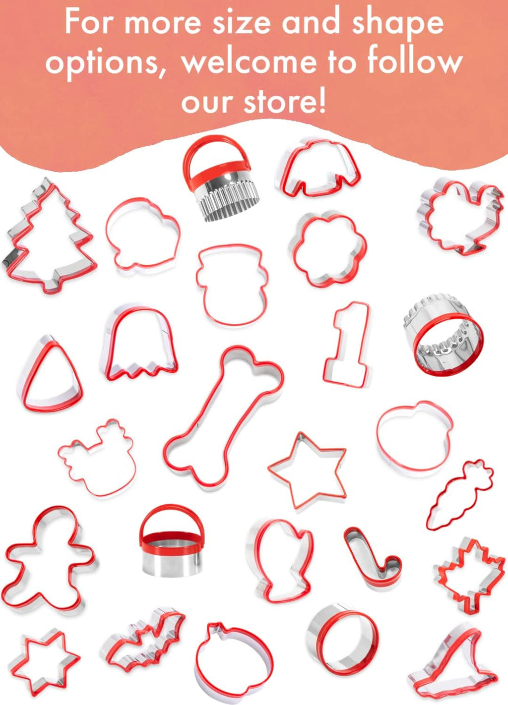 3-Piece Dog Bone Cookie Cutters Set - Dog Treats Cutters, Bone Shapes, 2.4" to 3.9" Soft PVC Coated