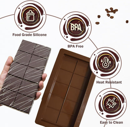 LGQUK Dubai Chocolate Bar Mold Silicone Chocolate Bar Molds, Deep Rectangular, 2 Pack, Large Size for Stuffed Bars (2PCS Deep Size)