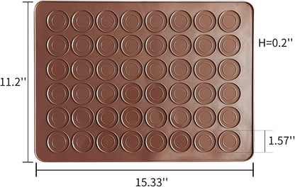 Silicone Macaron Baking Mats, 2 Non-Stick Silicone Baking Mats, Food Safe Baking Mat, Great For Macaron, Cookies, Bread, Pastry, Dessert (2Pcs 48Capavity)