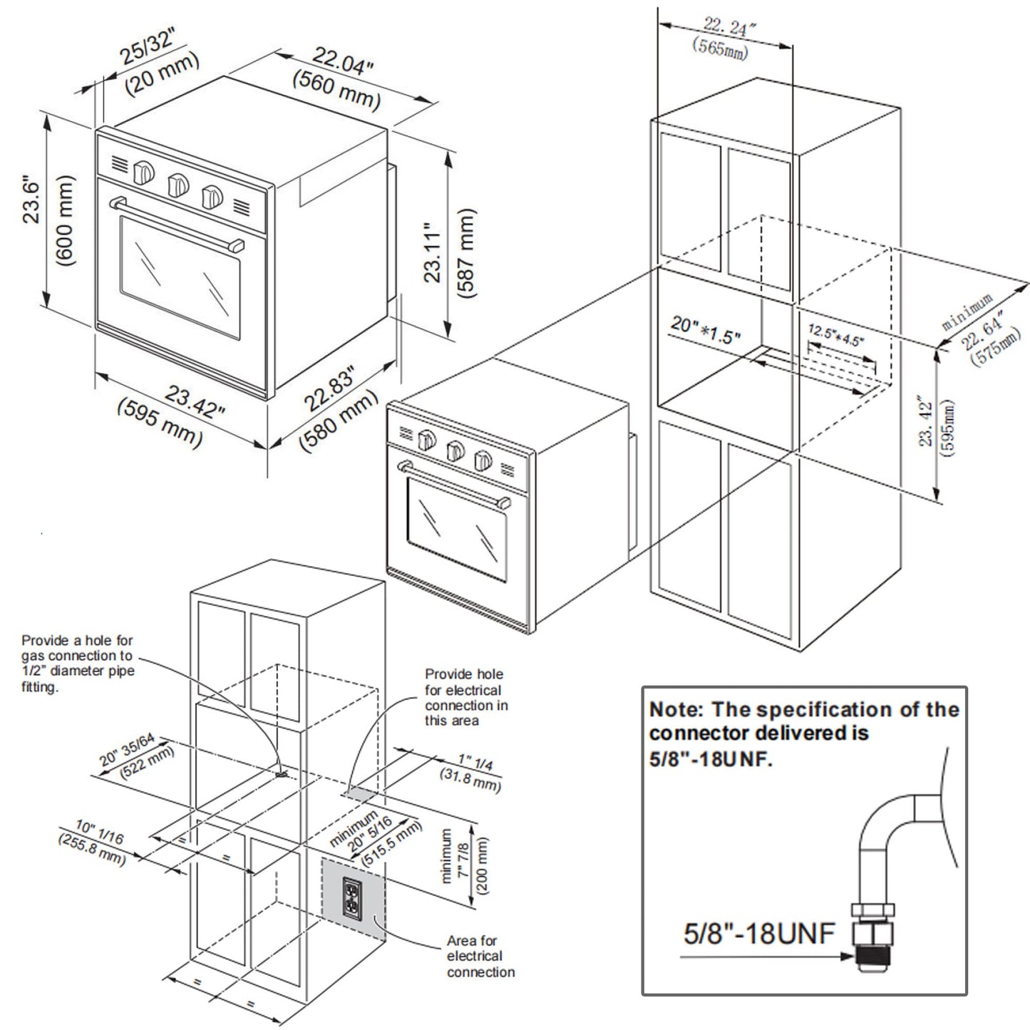 Empava Single Liquid Propane Gas Wall Oven 24 in. 2.3 cu. Ft. Bake Broil Rotisserie Functions with Mechanical Controls and Built-in Timer and Convection Fan in Stainless Steel