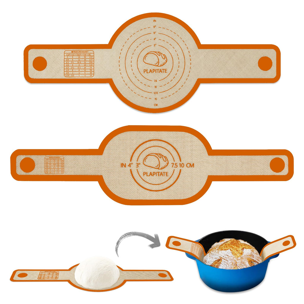 Silicone Bread Sling Dutch Oven Liner, Non-Stick & Easy Clean Reusable Oval and Round Silicone Bread Baking Mat with Long Handles, Easy to Transfer Sourdough Bread - 2 Gray Set