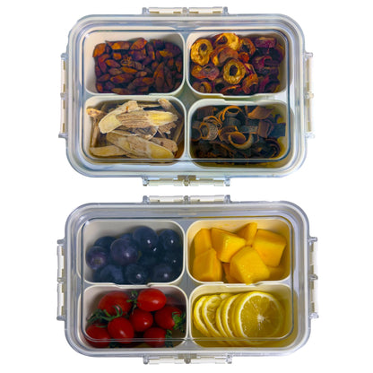 Plastic Divided Serving Tray with Lid and Handle Snack Box Charcuterie Container Portable Snack Platters Organizer for Candy, Fruits, Snacks, Nuts, for Party, Entertaining (White 8 compartments)