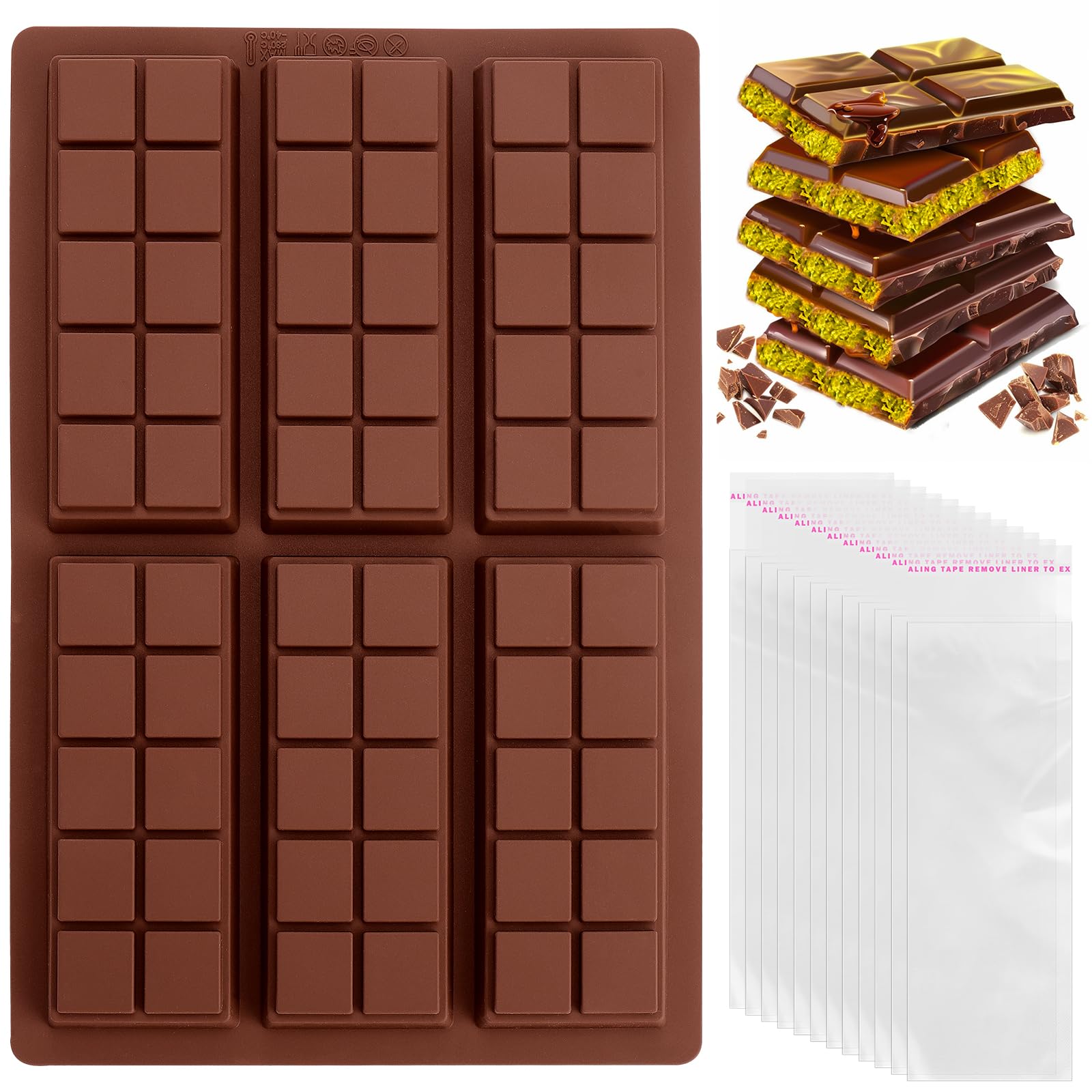 Mity rain 2 Pack 40-Cavity Square Caramel Candy Silicone Molds,Chocolate Forf Truffles, Fat Bombs Keto Snacks, Whiskey Ice Cube Tray,Grid Fondant Mould,Hard Candy Pralines Gummy Jelly Mold