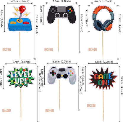 36 PCS Video Game Cupcake Toppers Assembled Game On Controllers Cupcake Picks GamePad Cake Decorations for Game Theme Baby Shower Kids Boys Girls Birthday Anniversary Party Decorations Supplies
