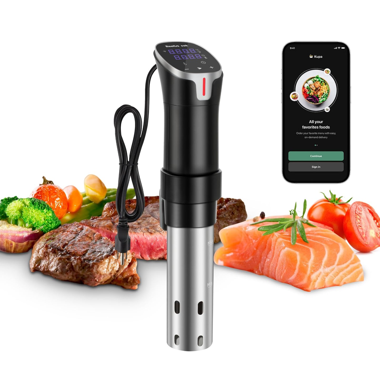 Hooflszcok Sous Vide Machine Precision Cooker, App Controlled Immersion Circulator with Digital Touch Screen,Quiet and Energy Efficient Includes Timer Function and Recipe Book for Beginners Home Chefs