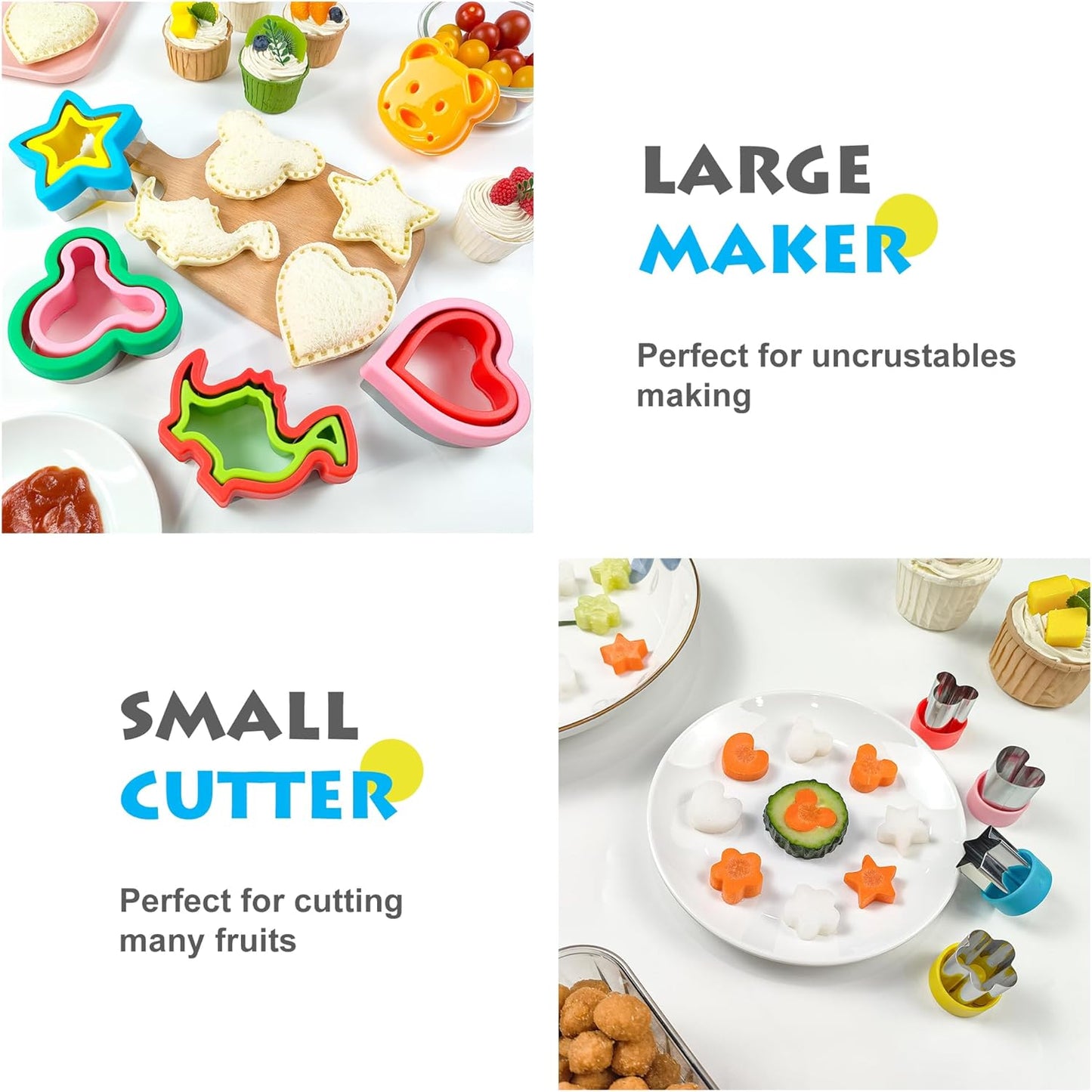 Sandwich Cutter and Sealer, Sandwich Cutter for Kids 5 PCS（BIG）, Decruster Sandwich Maker, Great for Lunchbox and Bento Box - Boys and Girls Kids Lunch