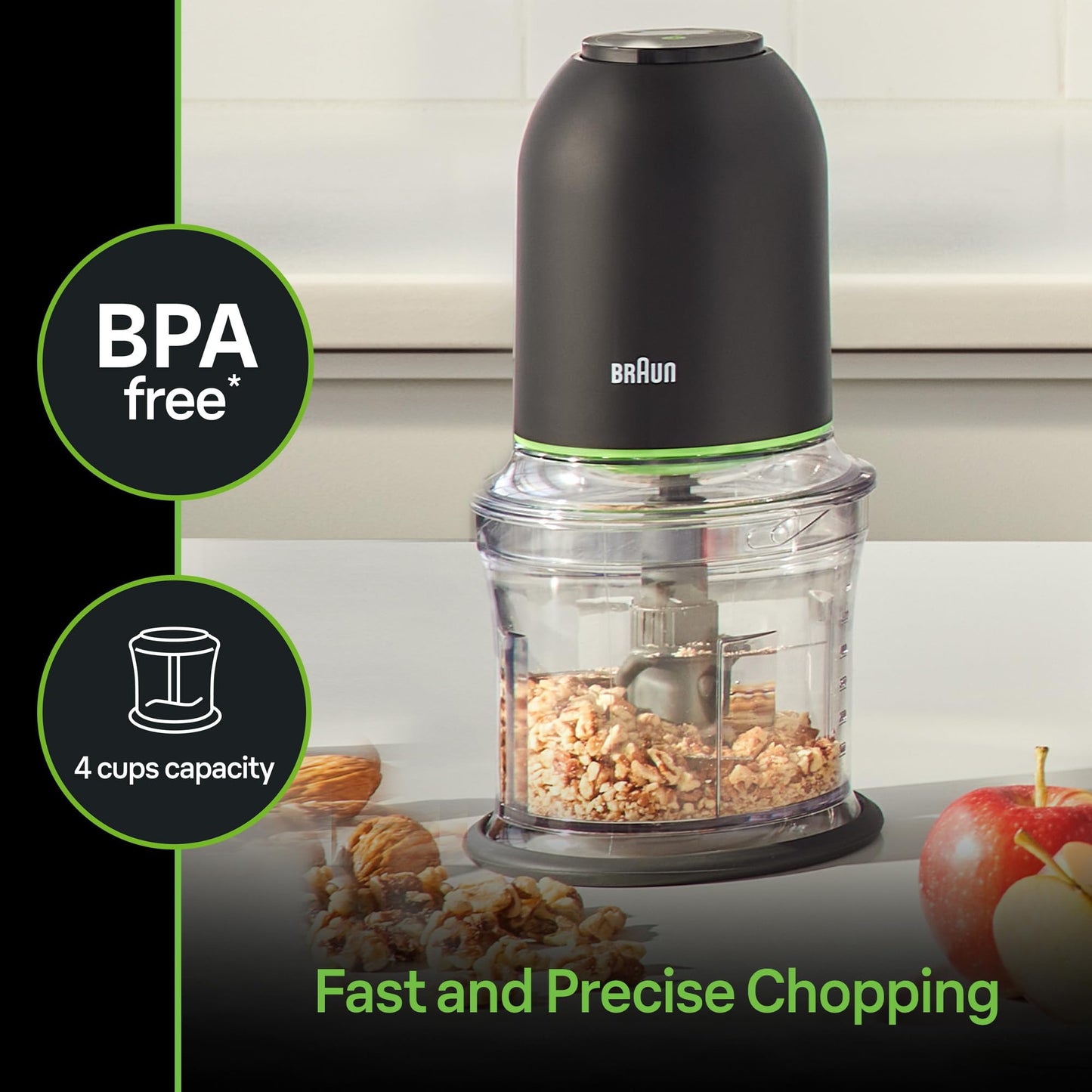 Braun CH3012BK EasyPrep™ Mini Food Processor, 4 cup, Black