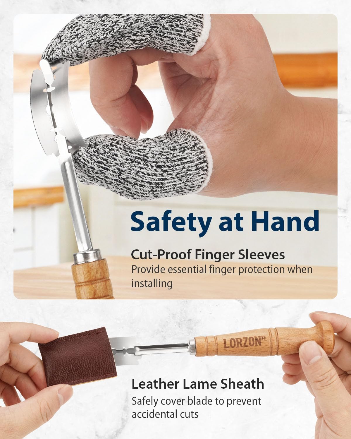 Bread Lame with Storage Box, Sourdough Scoring Tool with 10 Razor Blades and Cut-Proof Finger Sleeves, Scoring Knife for Bread Baking