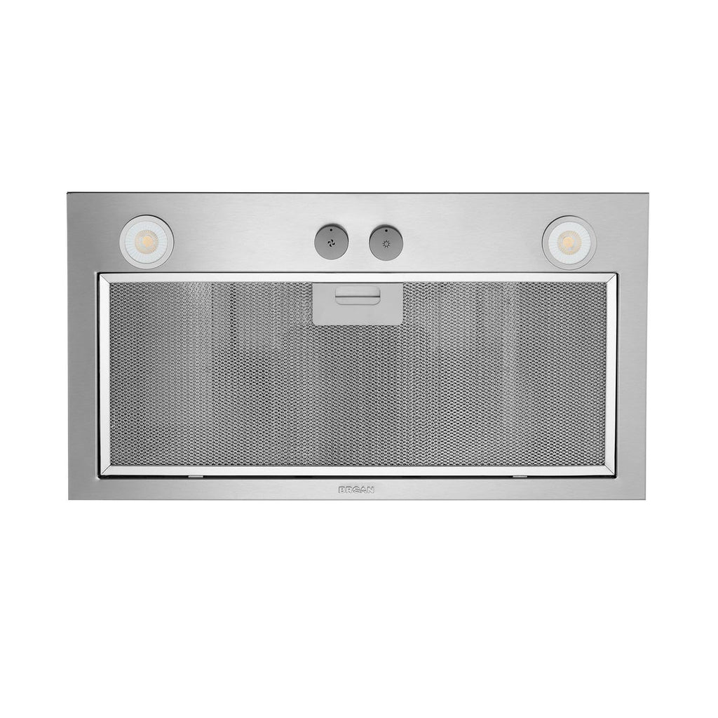 Broan- NuTone PM400SS Custom Cabinet Wbudowany 3-biegowy Power Pack Insert z oświetleniem LED i wentylatorem o maksymalnej mocy 450 CFM, 21 cali, stal nierdzewna