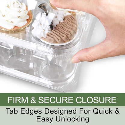 LotFancy Cupcake Containers 12 Count, 12 Sets, Plastic Dozen Cupcake Boxes, Disposable Cupcake Carrier Holder with Detachable Tall Dome Lid, BPA Free, Standard Size