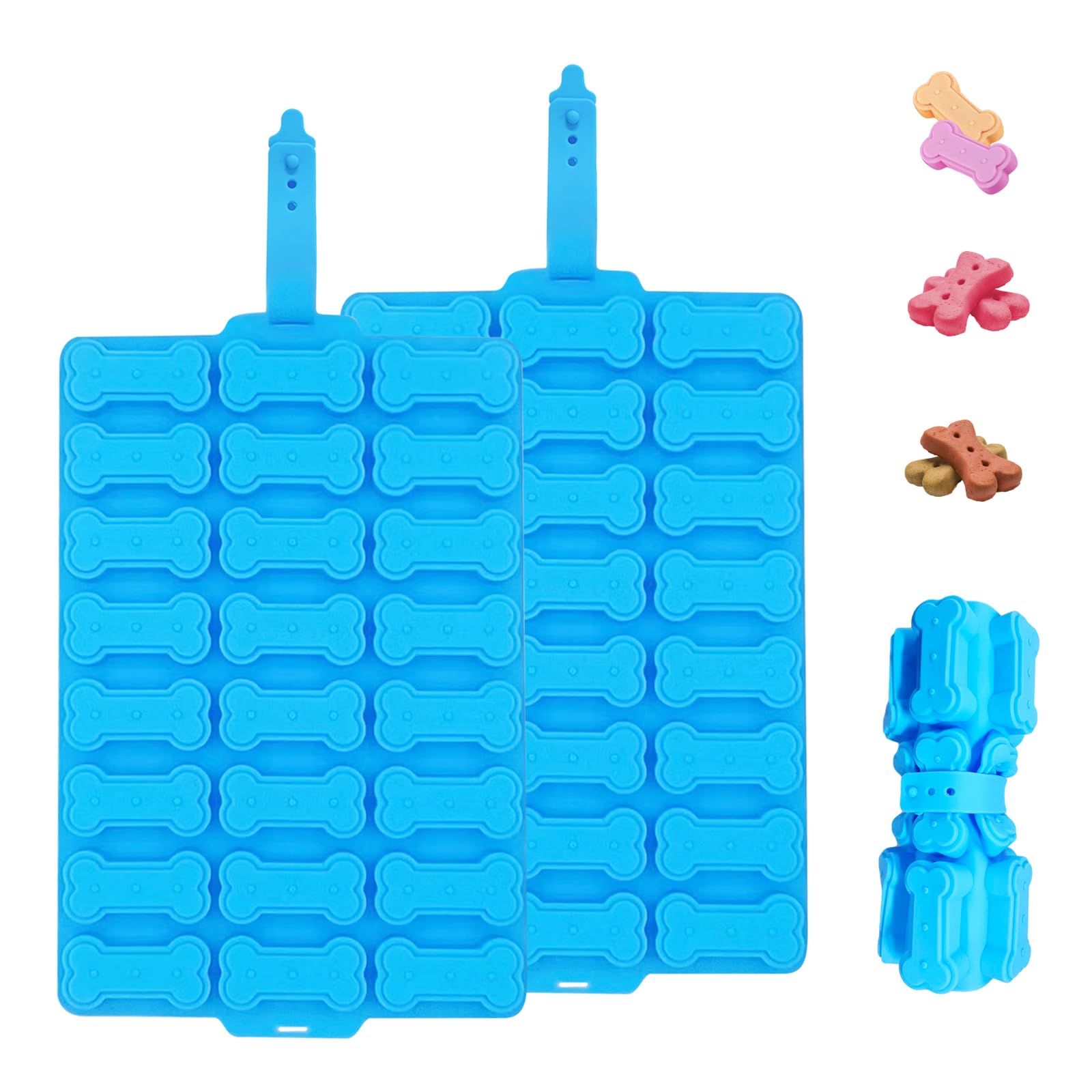 2 PCS Mini Silicone Molds, 106 Cavity Dog Bone + 69 Cavity Paw Mold for Baking Biscuits, Cookies, Candy, Chocolate, Jelly Pet Dog Treats