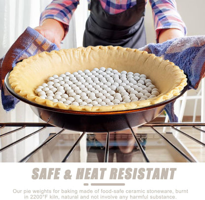 EIMMBD 2.2 LB Ceramic Pie Weights Baking Beans,10mm pie weights for Baking Blind Natural Reusable Pie Crust Weights with Wheat Straw Container (Beige)