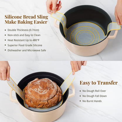 Banneton Bread Proofing Basket Sourdough Bread Baking Supplies, Sourdough Starter Kit with 9" Round & 10" Oval Banneton Baskets, Bread Lame, Sling, Spatula, Scraper, Dough Whisk