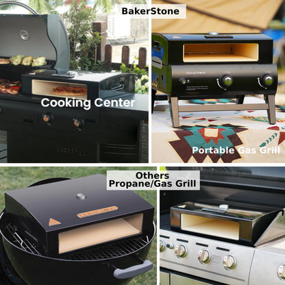 BakerStone Outdoor Pizza Oven, Propane Gas Pizza Oven for Grill 5-Sided Stone Baking Chamber, Portable Pizza Oven Box Kit with Wood Pizza Peel, Turning Peel, Dust Cover, Original Series