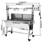 KODOM 132LBS Grill rożenowy ze stali nierdzewnej z osłoną tylną, silnik 25 W, mała świnia, jagnięcina, 37-calowy grill węglowy do pieczenia na rożnie do kempingu i kuchni na świeżym powietrzu