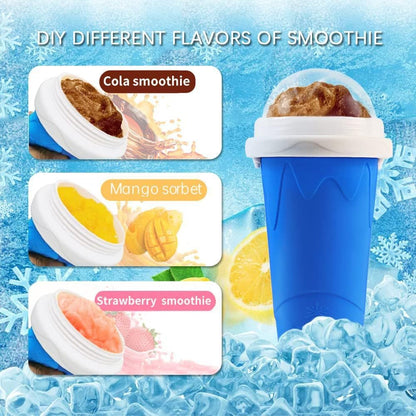 2 Packs Magic Quick Frozen Smoothies Maker - Portable Double Layer Slushy Maker Cup with Straw and Spoon, Gift for Everyone