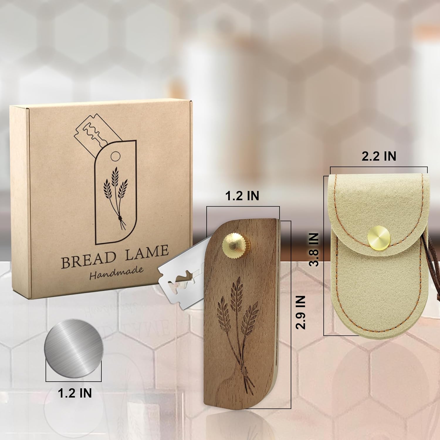 Magnetic Bread Lame Sourdough Scoring Tool Easy Scoring Knife for Bread Baking Scorer Cutter for Homemade Slashing with 10 Razor Blades - Storage Bag Included - Ergonomic Handle - Black Walnut