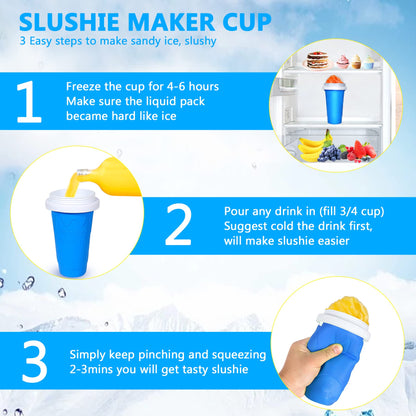 Color Land Slushy Cup, TIK TOK Slushie Maker Cup Frozen Magic Squeeze Cup, Ice Cream Maker Cup, Cool Stuff Trending Tiktok Items Homemade DIY Cool Gadgets with Lid & Straw (PINK)