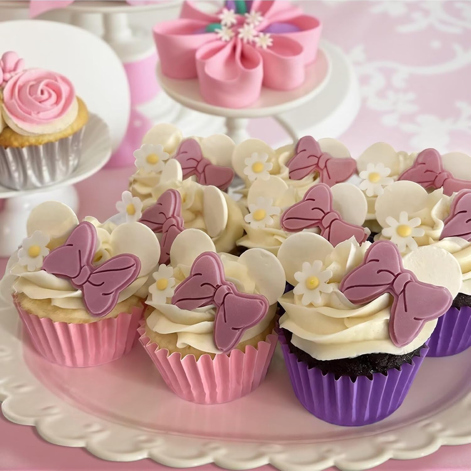 3 Pcs Bow Silicone Mold Fondant Bow Mold Chocolate Candy Cake Pop Molds Bow Molds for Cake Decorating, DIY Desserts, Fondant,Clay